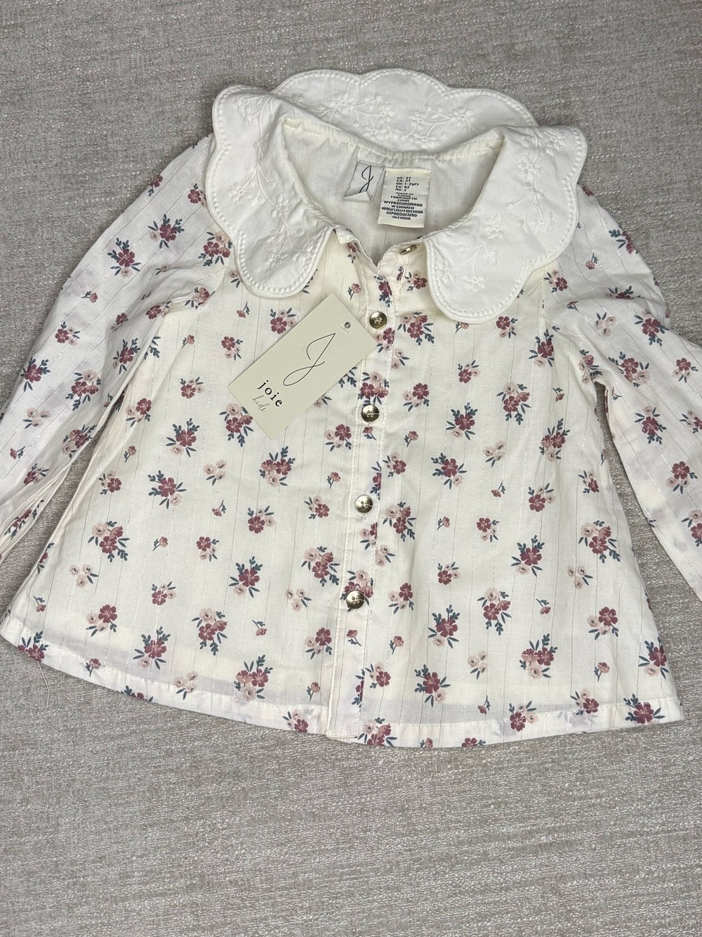 Joie Kids Floral Blouse 2T NWT Embroidered Collar